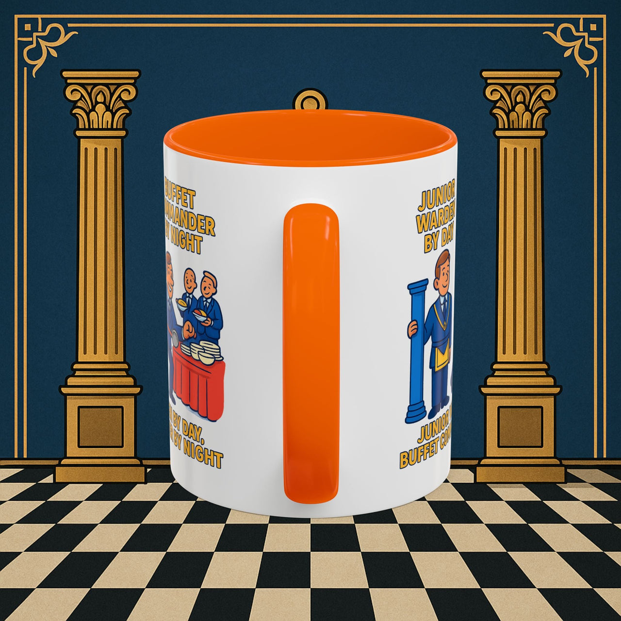 Masonic Mugs - Day/Night Professional: Dual Persona Comic Illustration, Junior Warden Printify