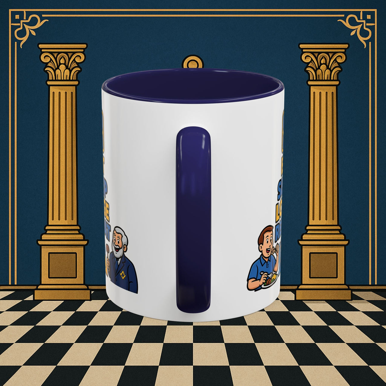 Masonic Mugs Ready to Go – Eat Sleep Lodge Repeat (Accent Coloured 11oz Mug) Printify