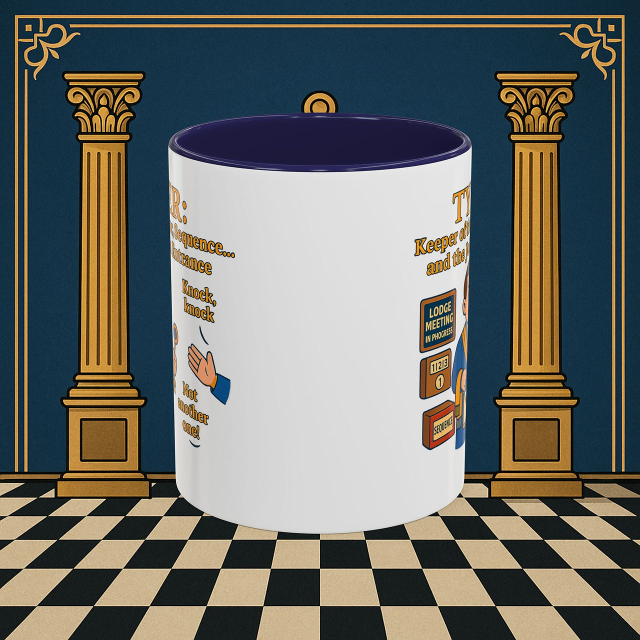 Masonic Mugs - Tyler's Doorway Dilemma - Tyler Printify