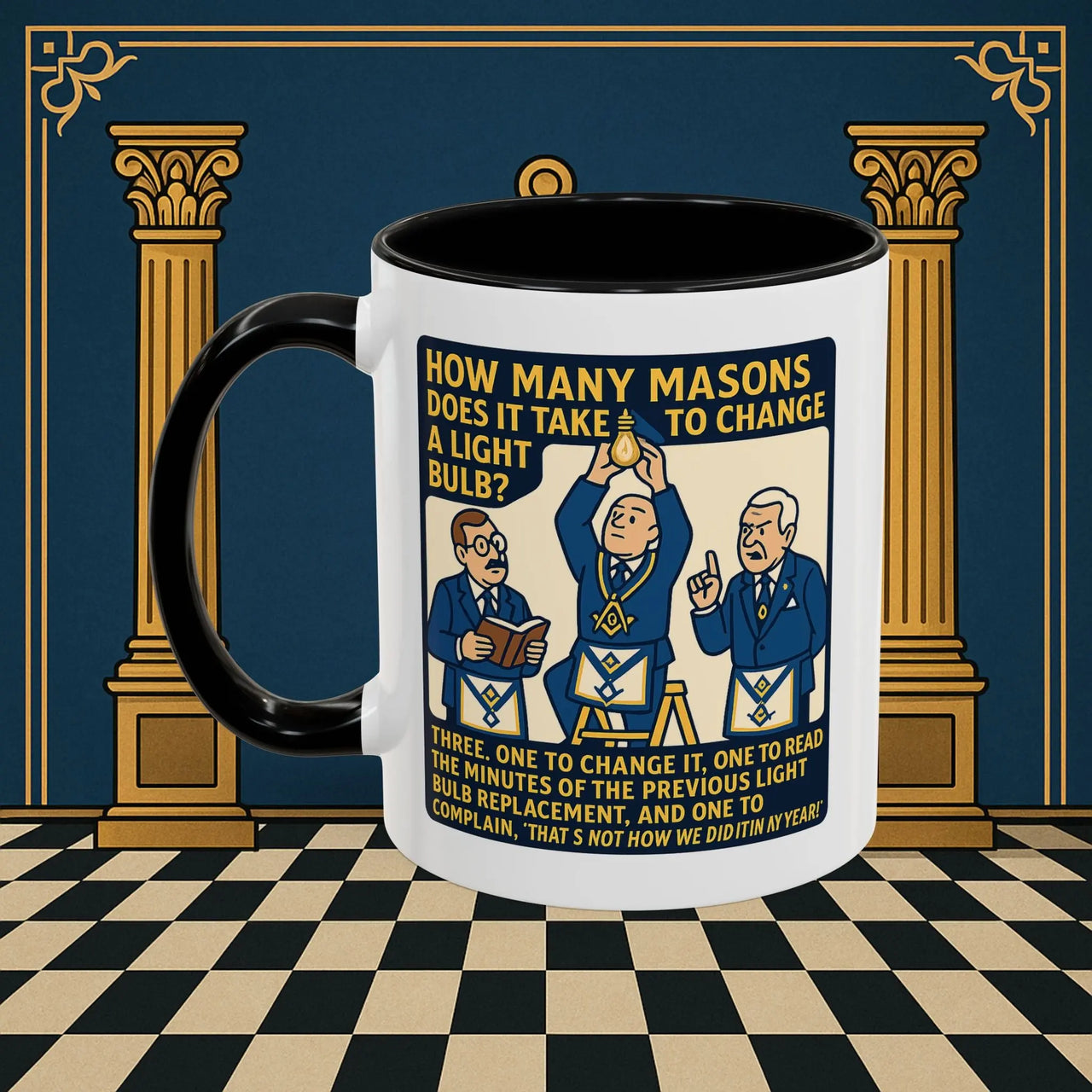 Masonic Mugs Ready to Go – How Many Masons? (Accent Coloured 11oz Mug) Printify