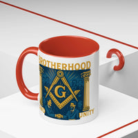 Masonic Mugs Ready to Go – Brotherhood and Unity (Accent Coloured 11oz Mug) Printify