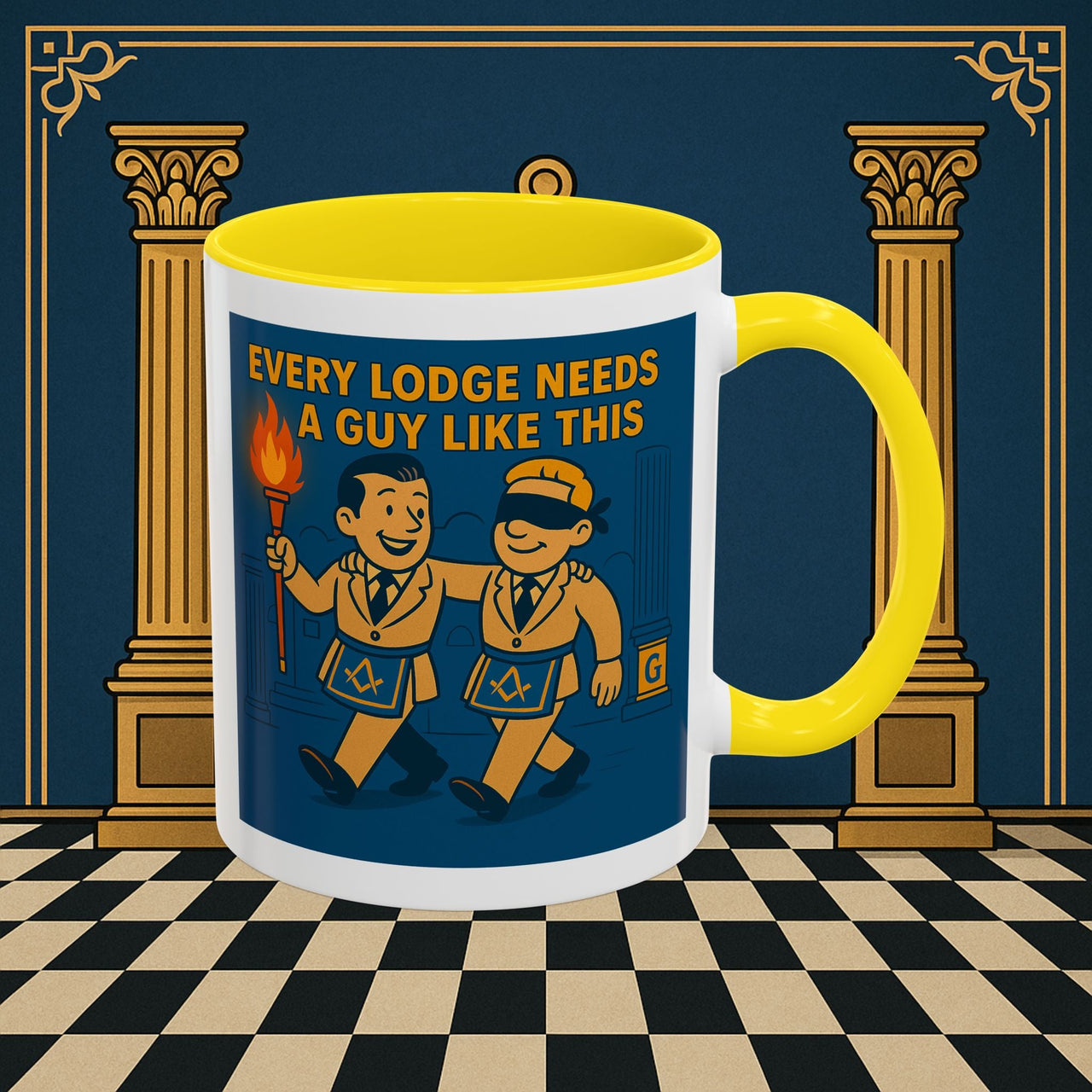 Masonic Mugs Ready to Go – Every Lodge Needs a Guy Like This (Accent Coloured 11oz Mug) Printify