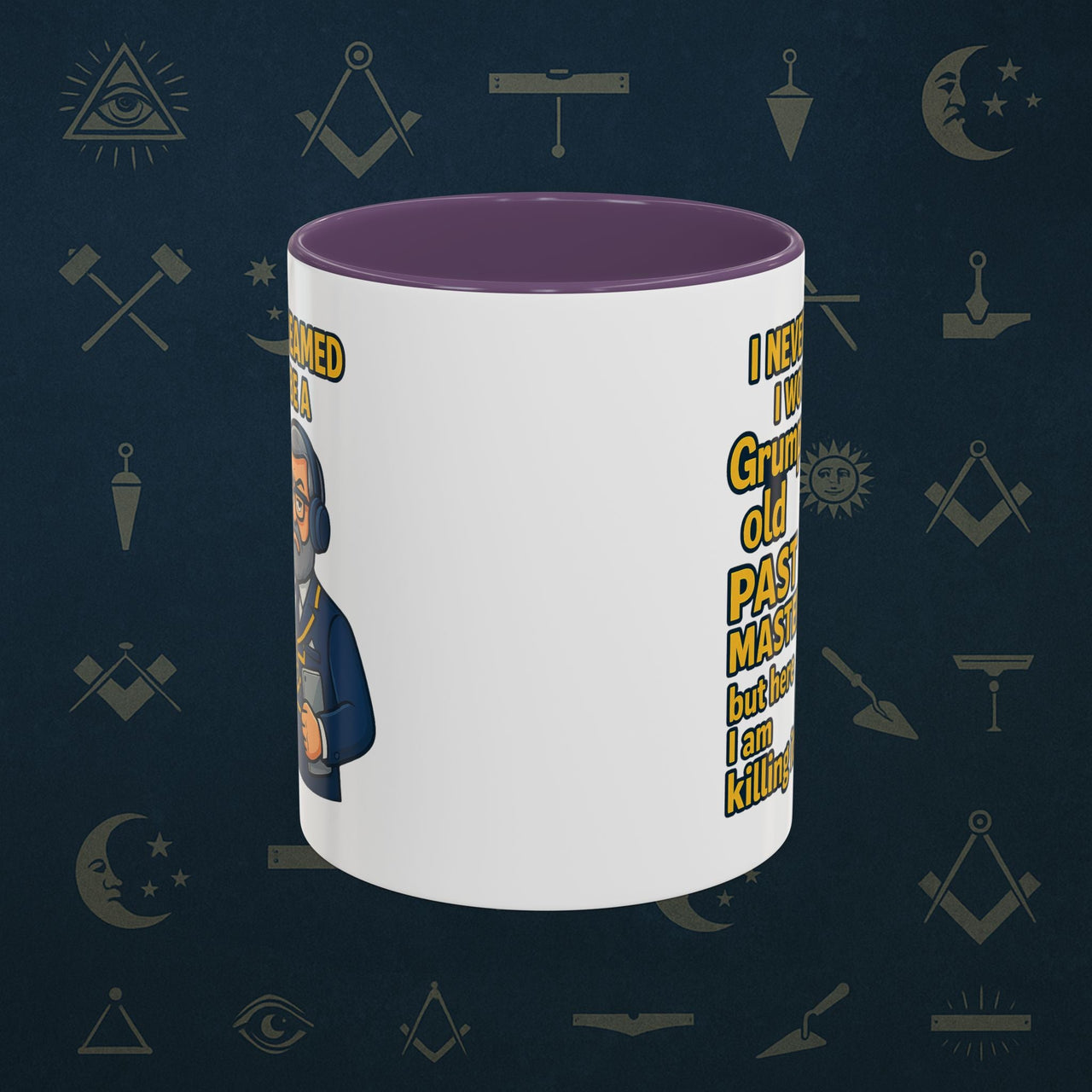 Masonic Mugs – Grumpy Old Past Master (Accent Coloured 11oz Mug) Printify