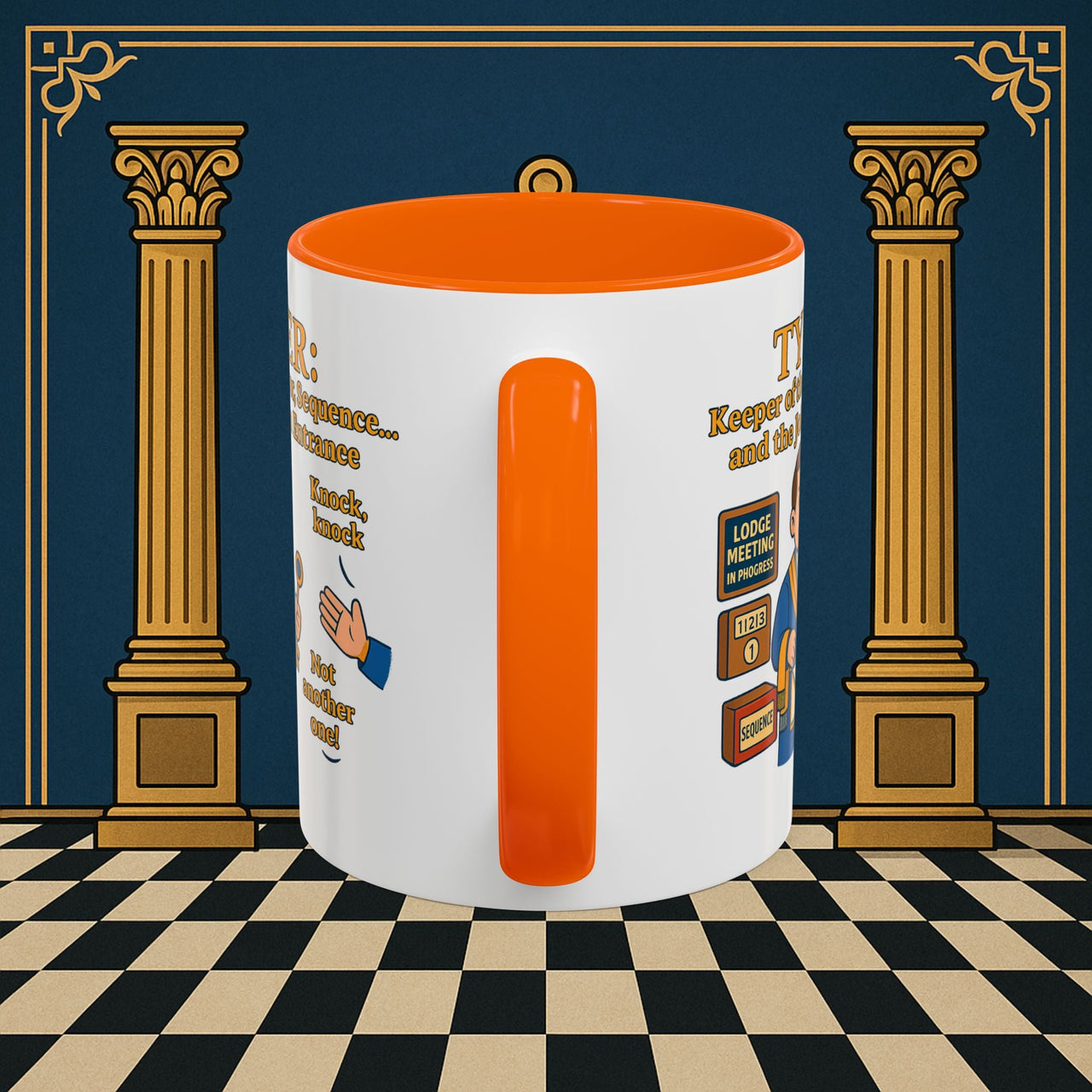 Masonic Mugs - Tyler's Doorway Dilemma - Tyler Printify