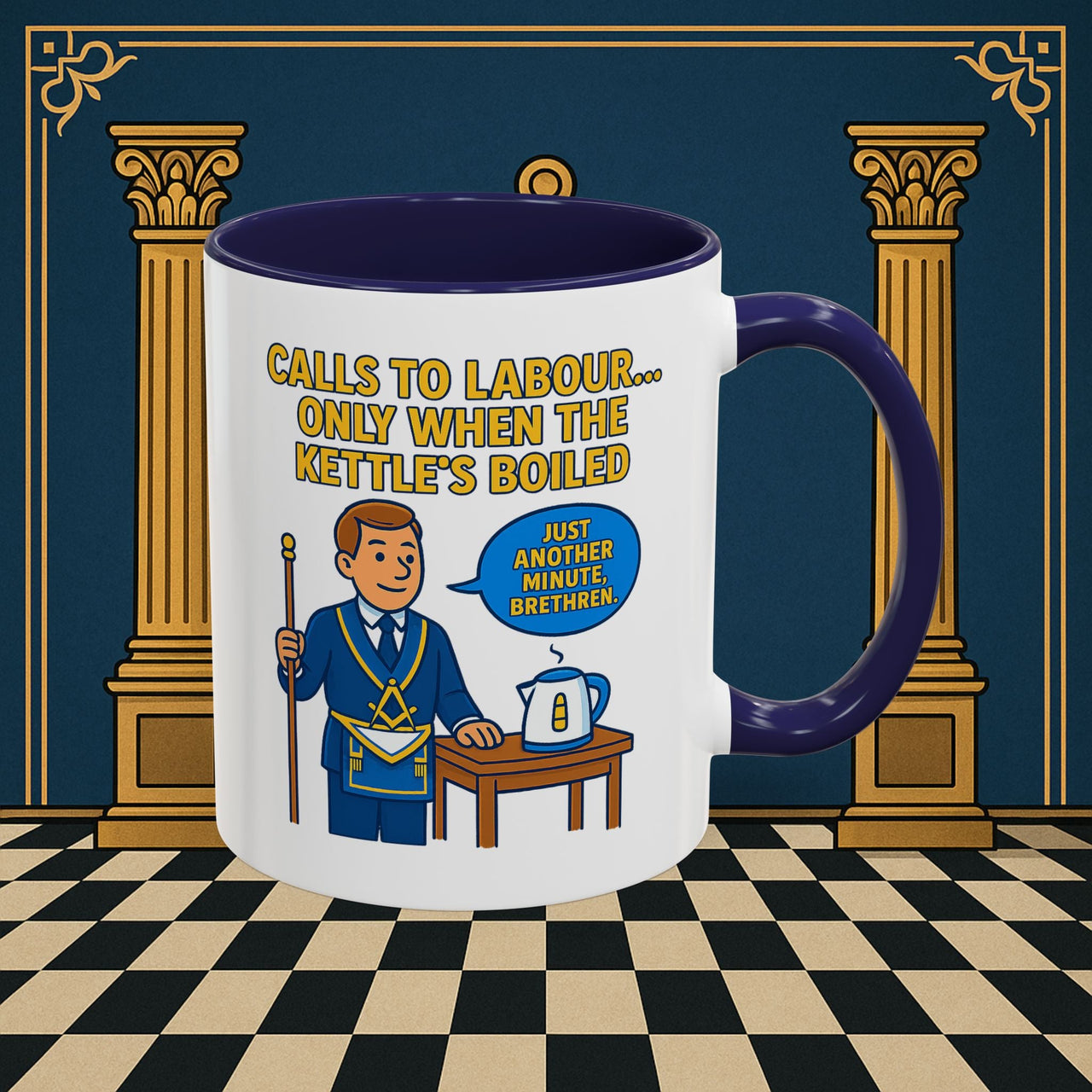 Masonic Mugs - Masonic Tea Break: Fraternal Humor in Comic Book Style, Junior Warden Printify