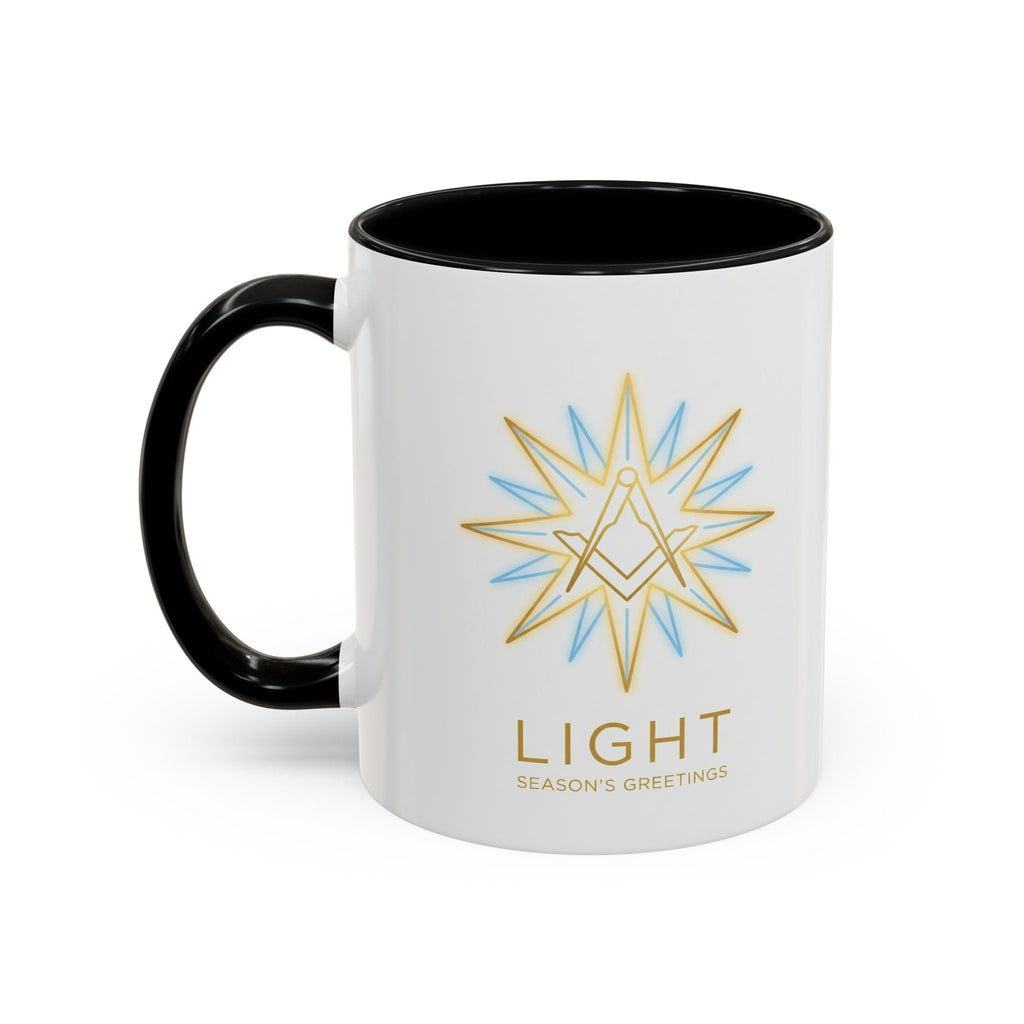 Light Season's Greetings Accent Coffee Mug — Holiday Star Emblem Masonic Mugs