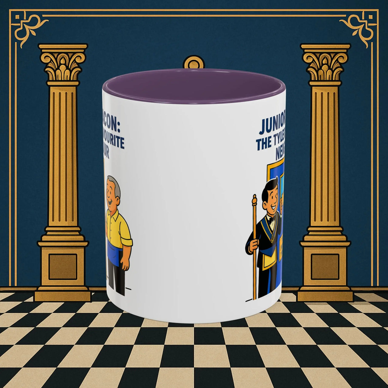 Masonic Mugs - Junior Deacon: Tea Break Truce, Masonic Brotherhood Cartoon, Junior Deacon Printify