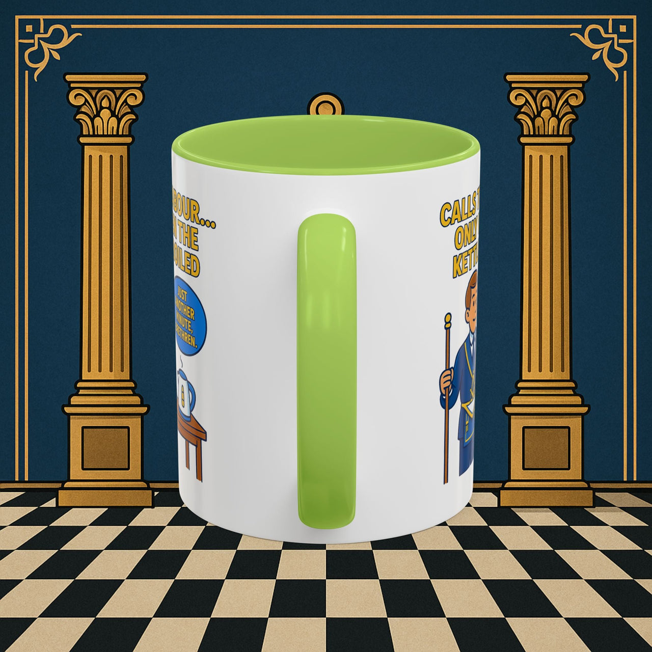 Masonic Mugs - Masonic Tea Break: Fraternal Humor in Comic Book Style, Junior Warden Printify