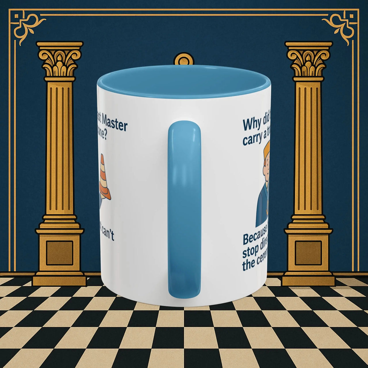 Masonic Mugs Ready to Go – Past Master with a Traffic Cone (Accent Coloured 11oz Mug) Printify