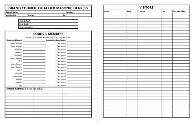 Masonic Attendance Book - Allied Degrees Raven Masonic