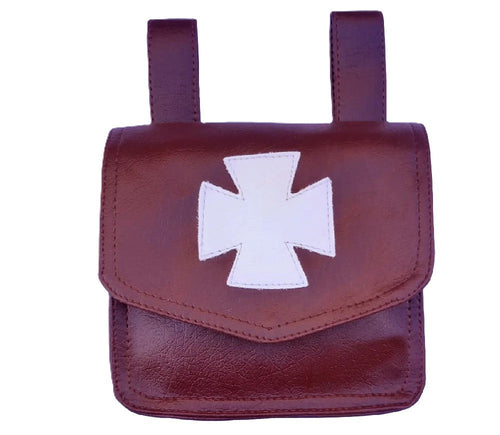 KNIGHTS TEMPLAR LEATHER ALMS BAG - BROWN Riverside Regalia