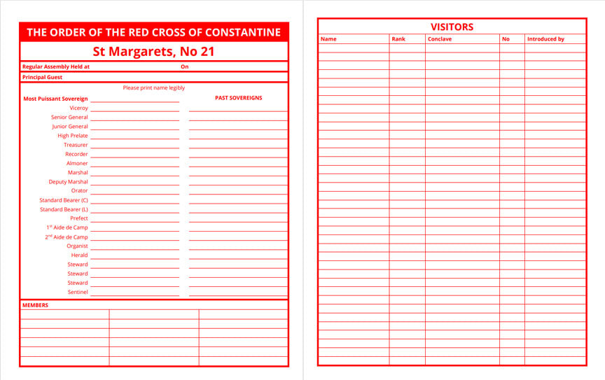 Masonic Attendance Book - Red Cross Of Constantine Raven Masonic