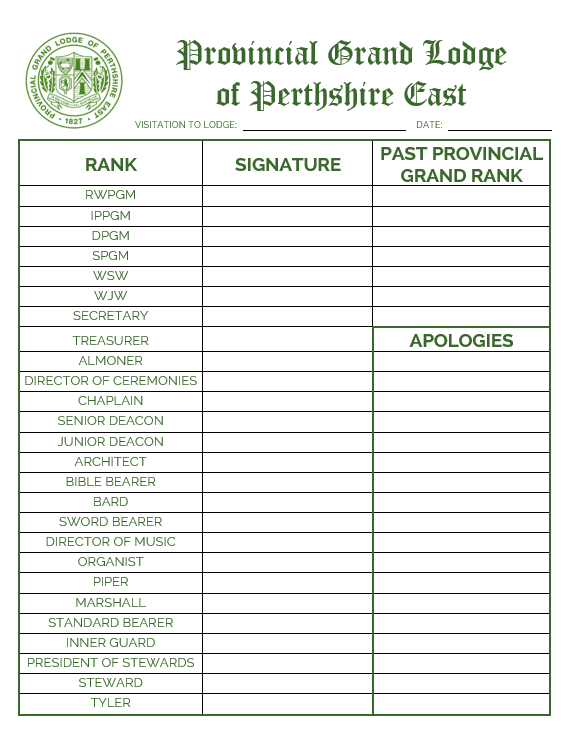 Masonic Attendance Book - Craft (Provincial Scotland) Raven Masonic
