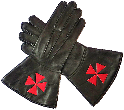 KNIGHTS TEMPLAR BLACK LEATHER GAUNTLETS Riverside Regalia