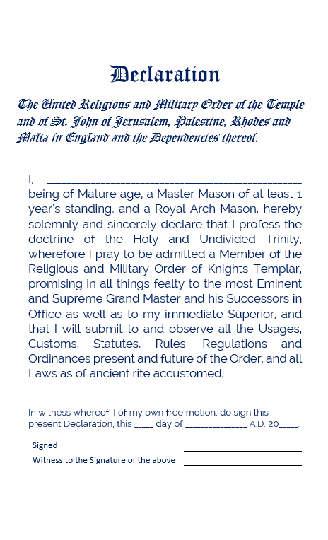 Knight Templar Masonic Declaration Book (A5) Raven Masonic