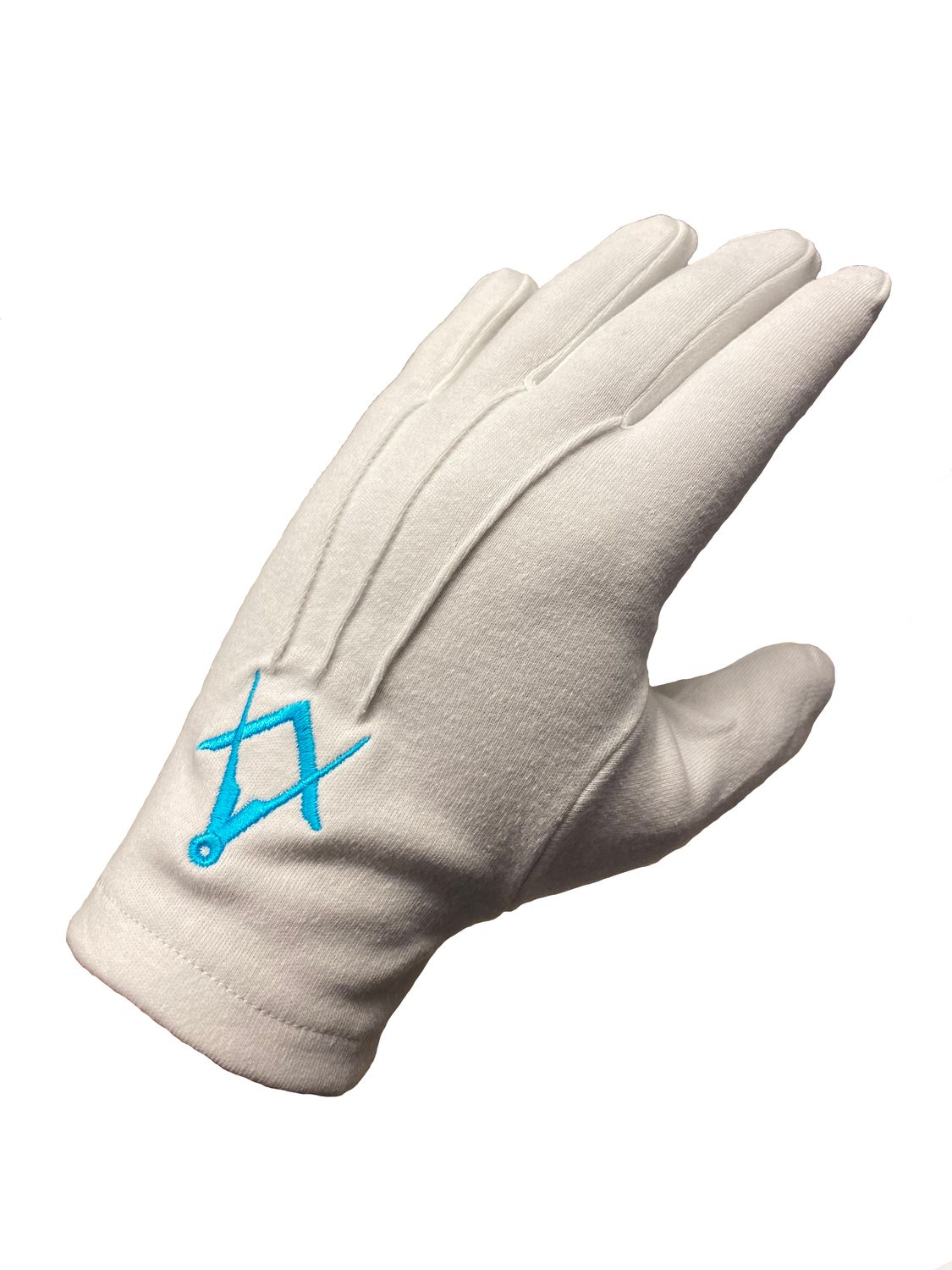 LADY FREEMASON WHITE CRAFT MASONIC COTTON GLOVES c/w SQUARE & COMPASSES Riverside Regalia