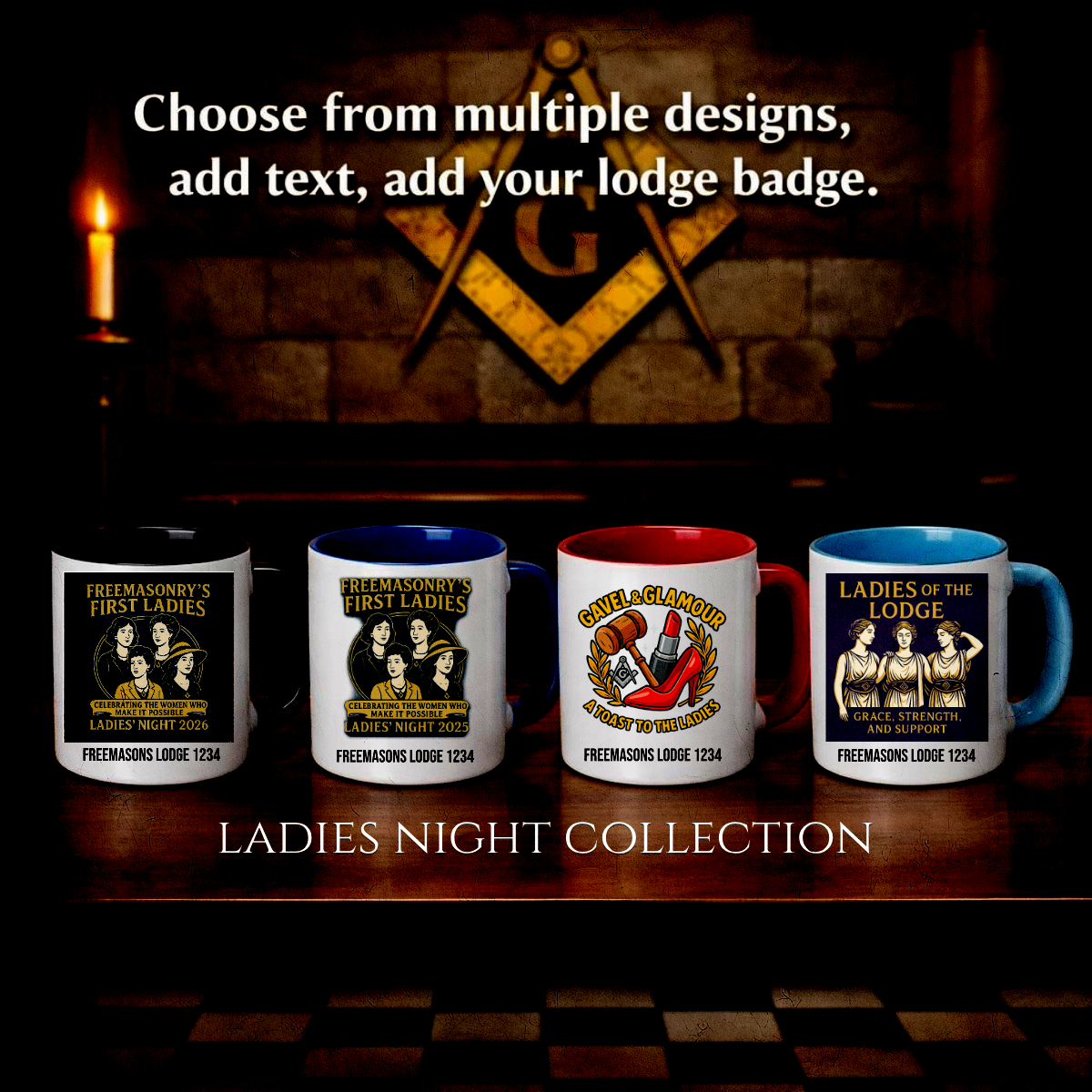 Personalised Ladies Night Mug – Custom Event Masonic Gift Store