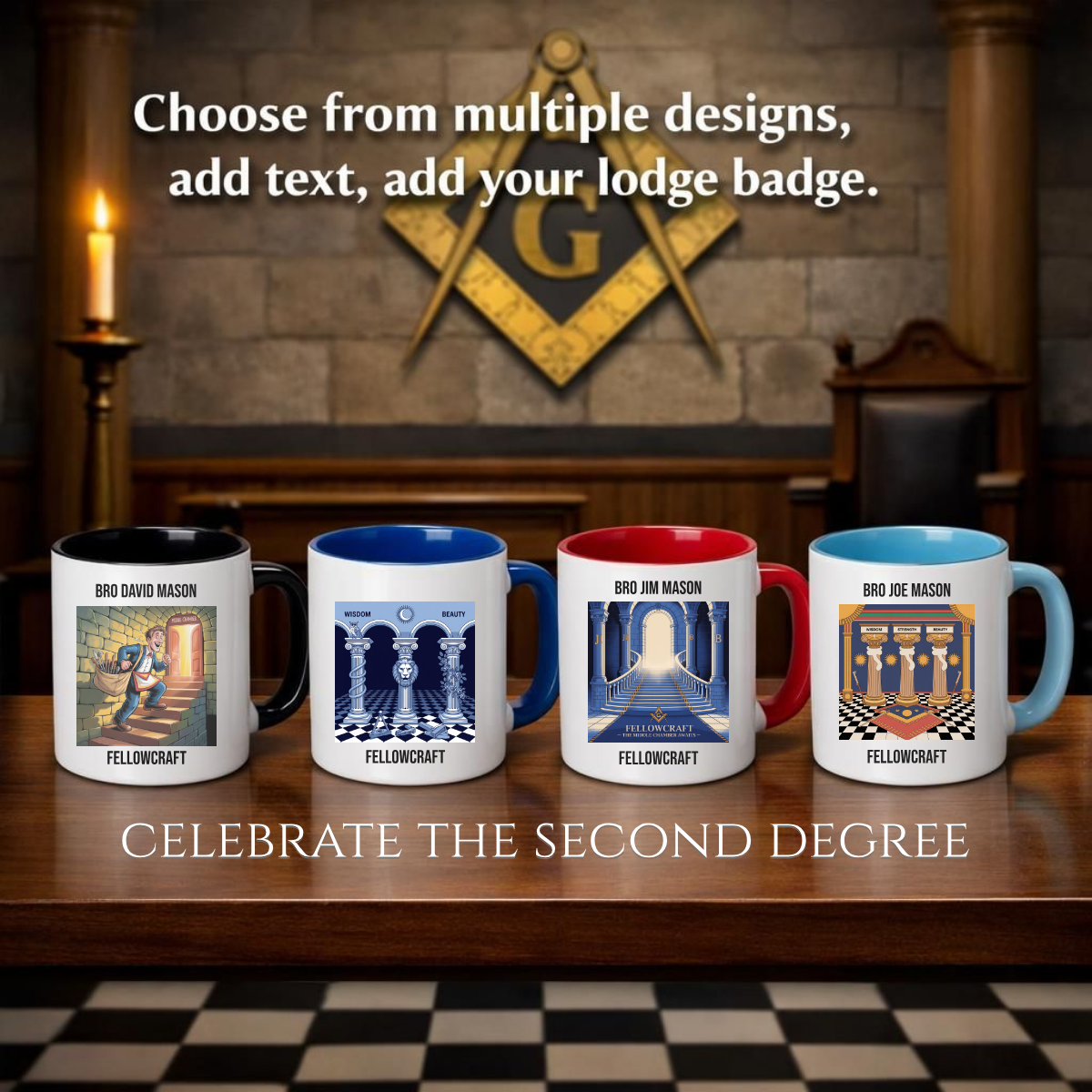 Personalised Fellowcraft Mason Mug Masonic Gift Store