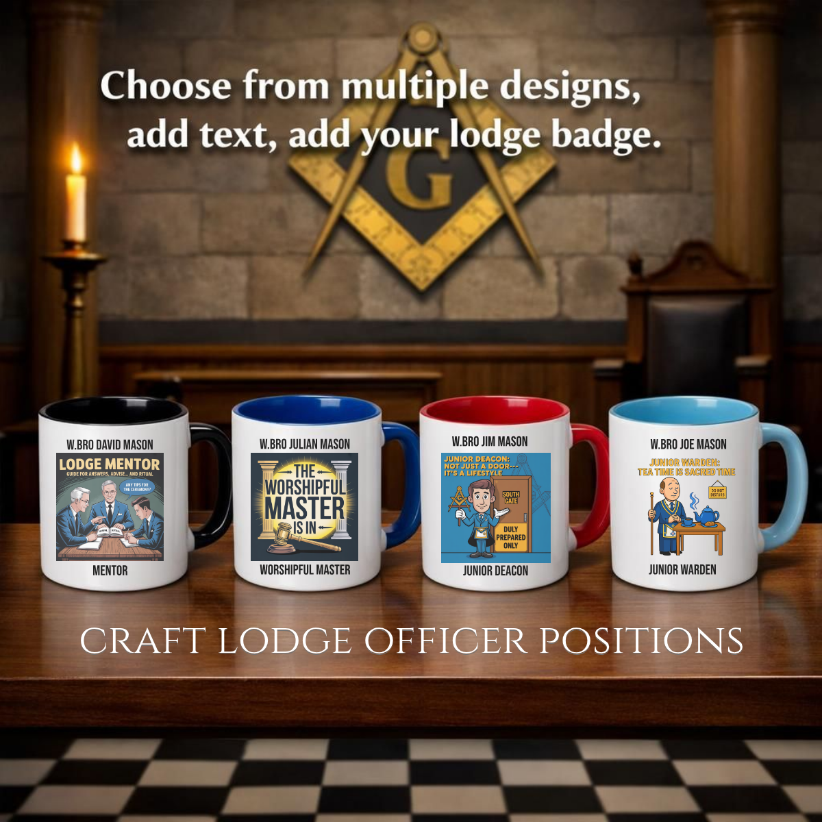 Personalised Craft Lodge Officer Mug Masonic Gift Store