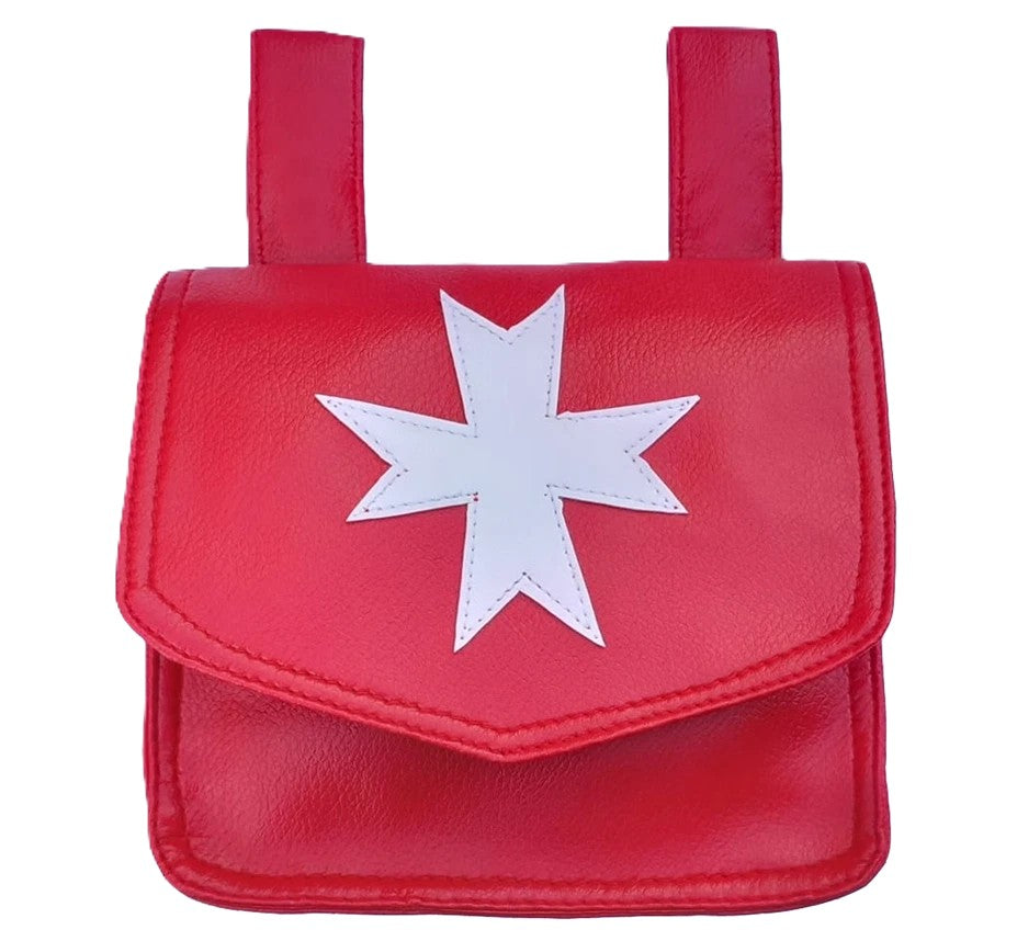 KNIGHTS OF MALTA LEATHER ALMS BAG - RED Riverside Regalia