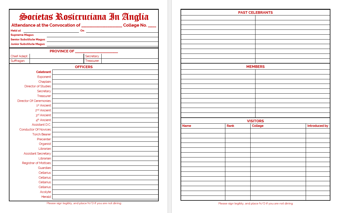 Masonic Attendance Book - SRIA Societas Rosicruciana in Anglia Raven Masonic