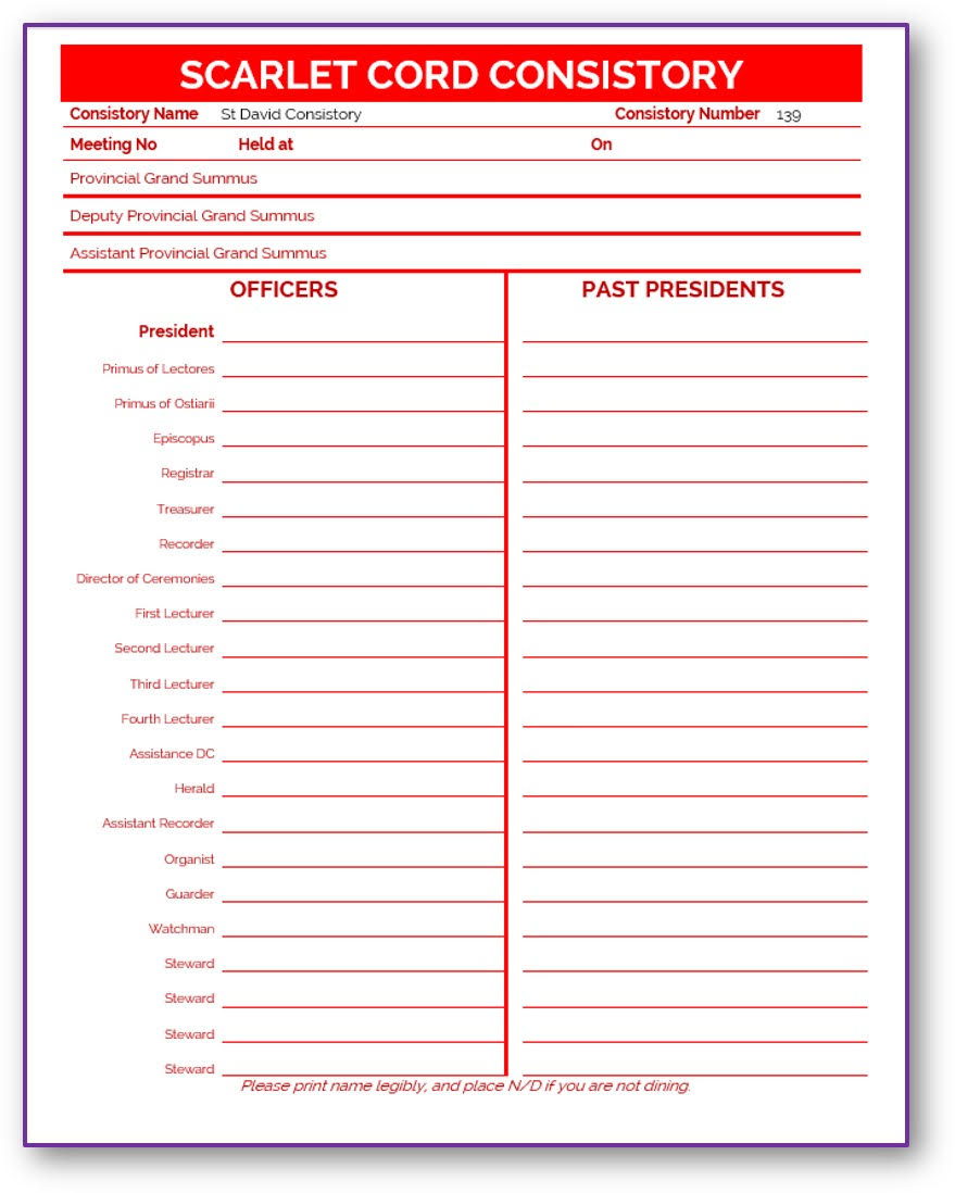 Masonic Attendance Book - Scarlet Cord Raven Masonic