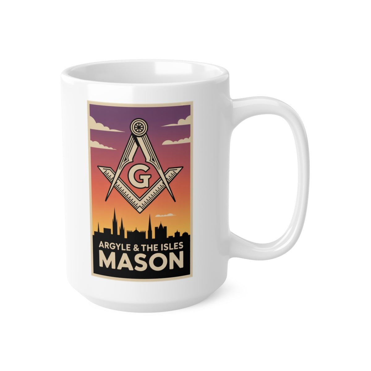 Argyle & The Isles Mason Custom Masonic Coffee Mug - Freemason Gift - Masonic Mugs