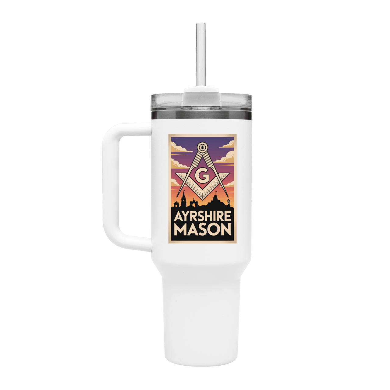 Ayrshire Mason 40oz Stainless Steel Masonic Travel Tumbler - Masonic Mugs
