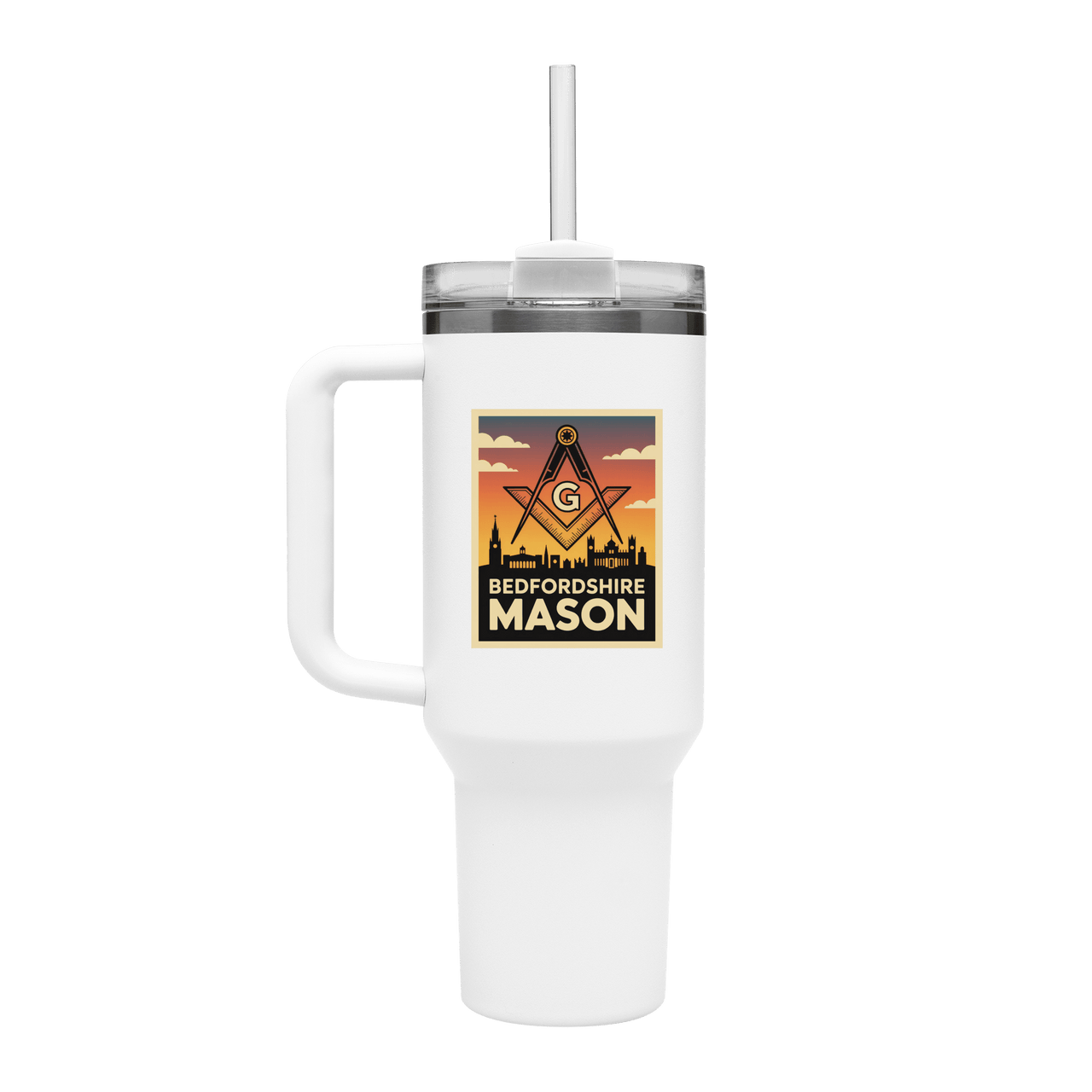 Bedfordshire Mason 40oz Stainless Steel Masonic Travel Tumbler - Masonic Mugs