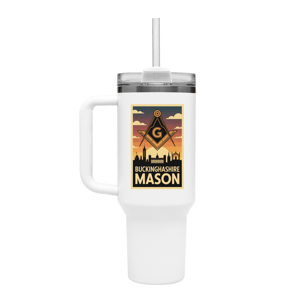 Buckinghamshire Mason 40oz Stainless Steel Masonic Travel Tumbler - Masonic Mugs