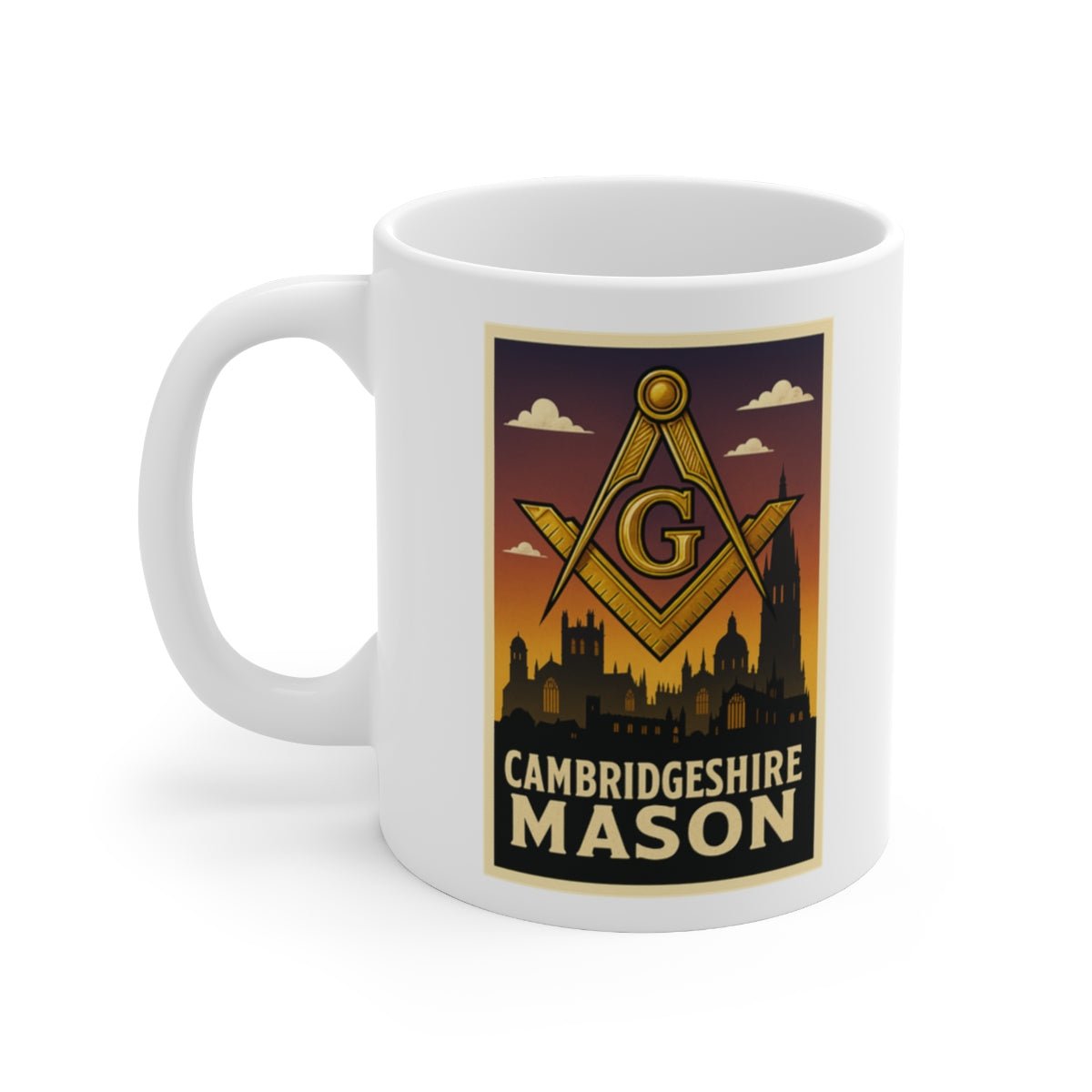 Cambridgeshire Mason Custom Masonic Coffee Mug - Freemason Gift - Masonic Mugs