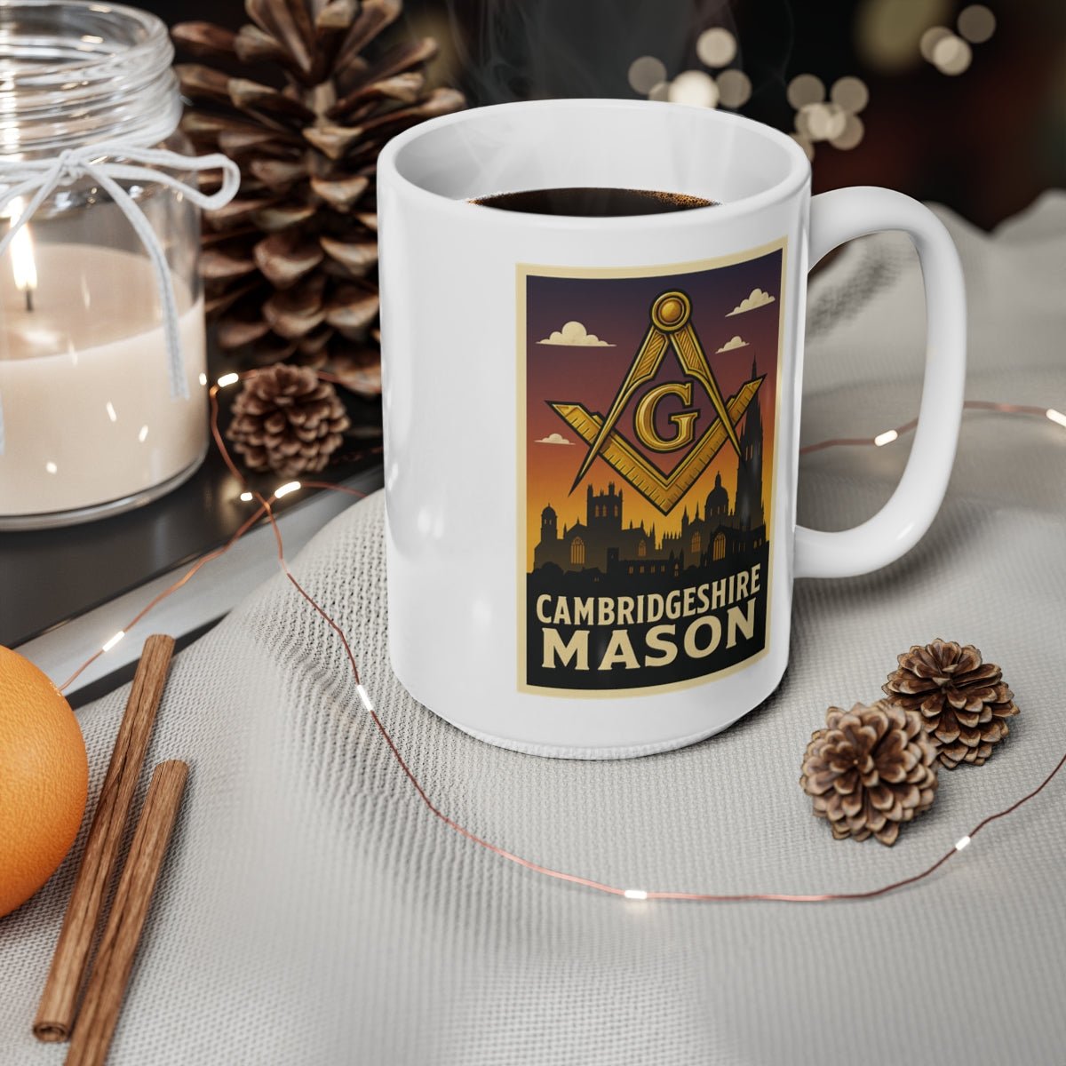 Cambridgeshire Mason Custom Masonic Coffee Mug - Freemason Gift - Masonic Mugs