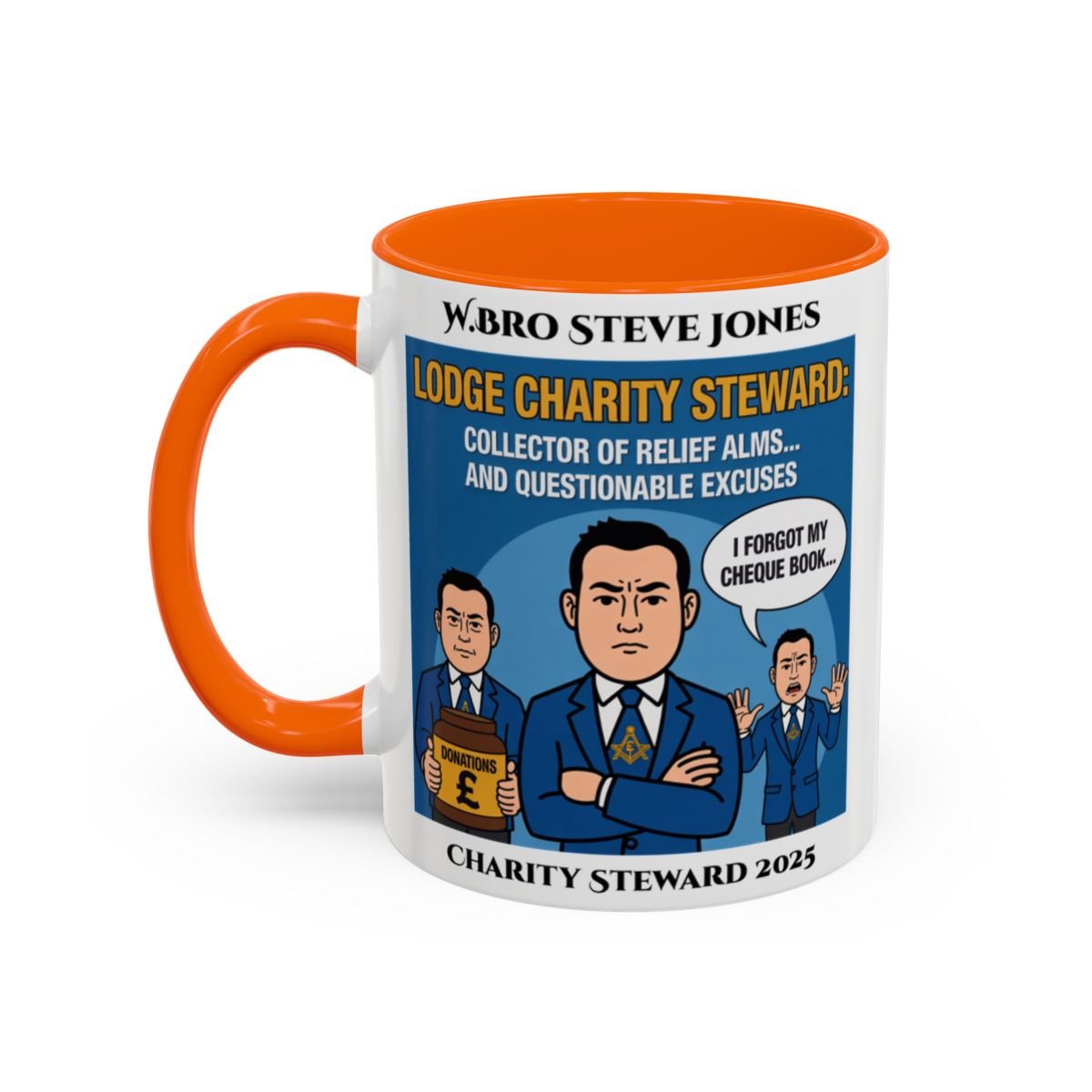 Charity Steward Design - Personalised Freemason Mug - Collector of Relief Alms - Masonic Mugs