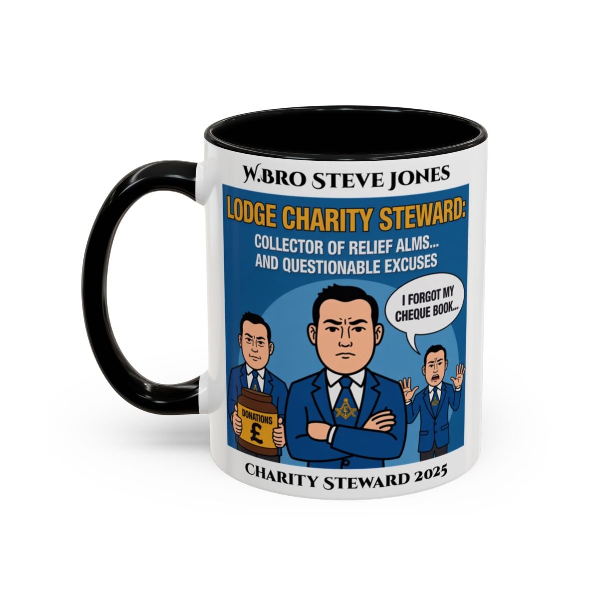 Charity Steward Design - Personalised Freemason Mug - Collector of Relief Alms - Masonic Mugs