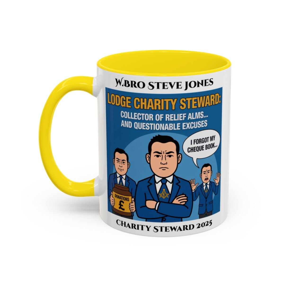 Charity Steward Design - Personalised Freemason Mug - Collector of Relief Alms - Masonic Mugs