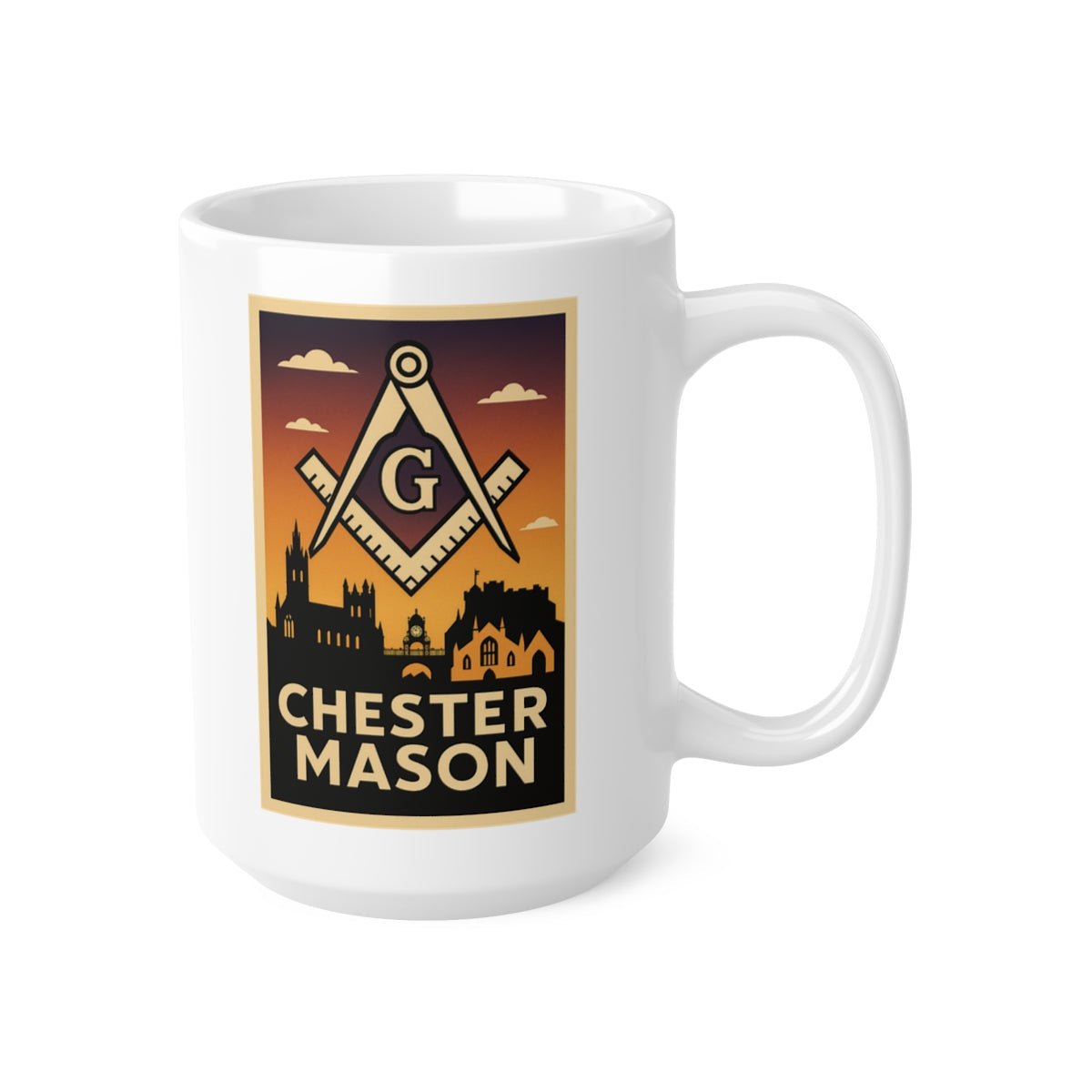 Chester Mason Custom Masonic Coffee Mug - Freemason Gift - Masonic Mugs