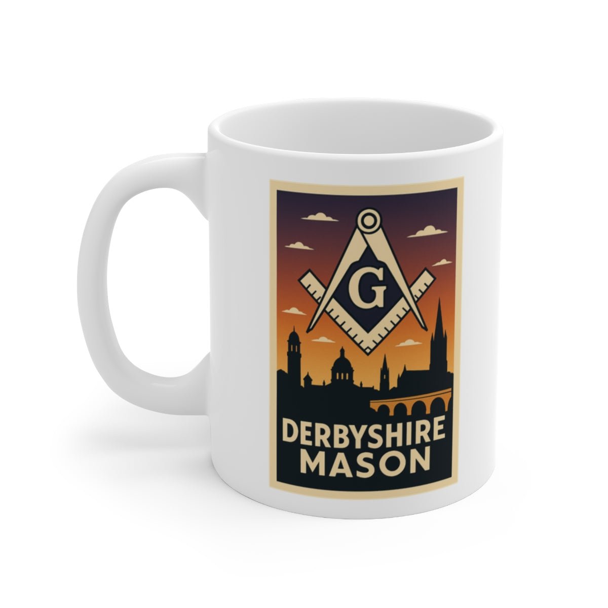 Derbyshire Mason Custom Masonic Coffee Mug - Freemason Gift - Masonic Mugs