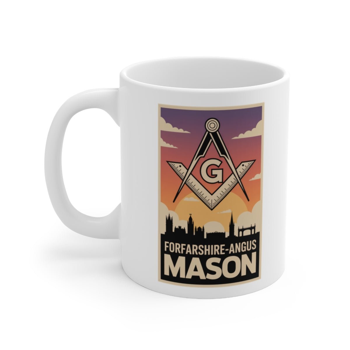 Forfarshire - Angus Mason Custom Masonic Coffee Mug - Freemason Gift - Masonic Mugs