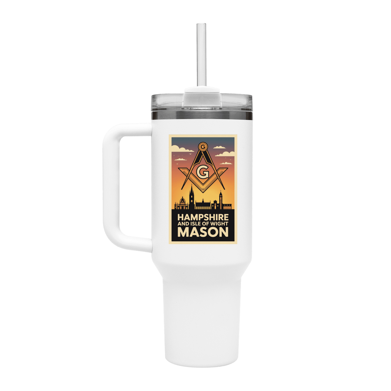Hampshire and Isle of White Mason 40oz Stainless Steel Masonic Travel Tumbler - Masonic Mugs