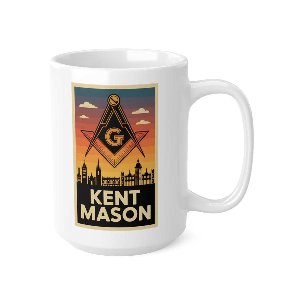 Kent Mason Custom Masonic Coffee Mug - Freemason Gift - Masonic Mugs