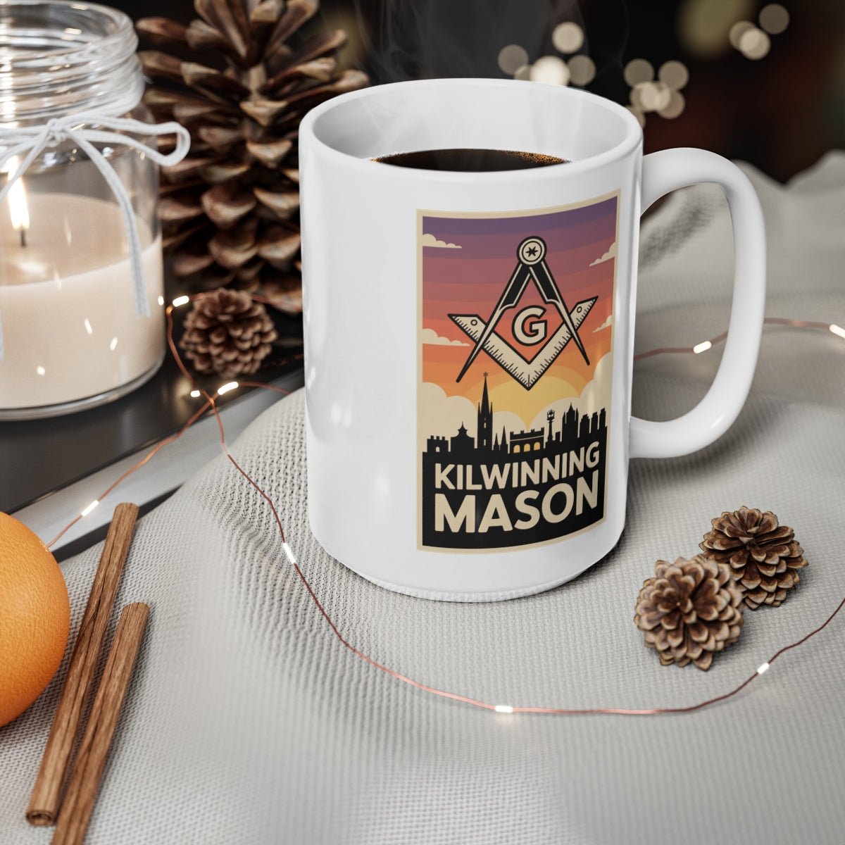 Kilwinning Mason Custom Masonic Coffee Mug - Freemason Gift - Masonic Mugs