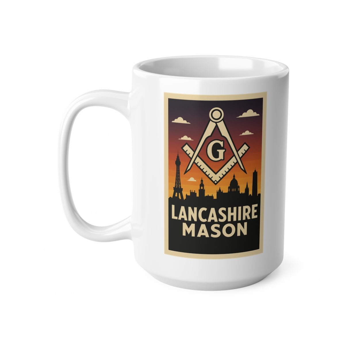 Lancashire Mason Custom Masonic Coffee Mug - Freemason Gift - Masonic Mugs