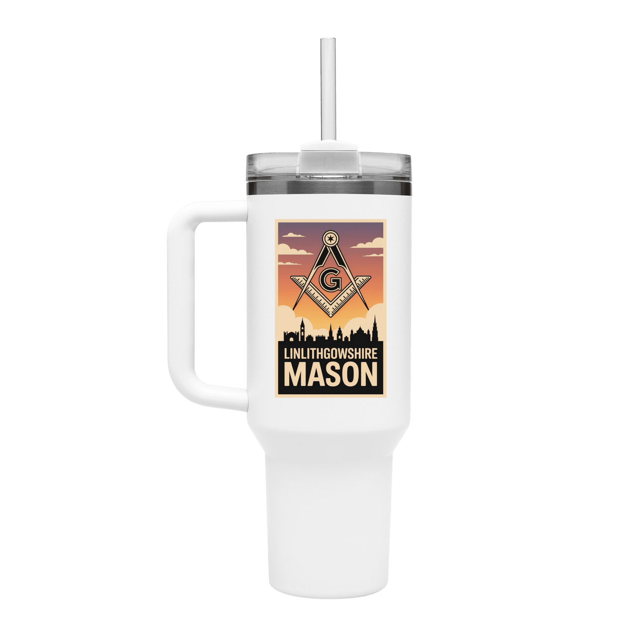 Linlithgowshire Mason 40oz Stainless Steel Masonic Travel Tumbler - Masonic Mugs