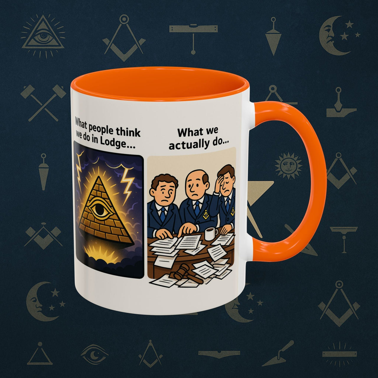 Masonic Mugs Ready to Go – What We Actually Do (Accent Coloured 11oz Mug) - Masonic Mugs