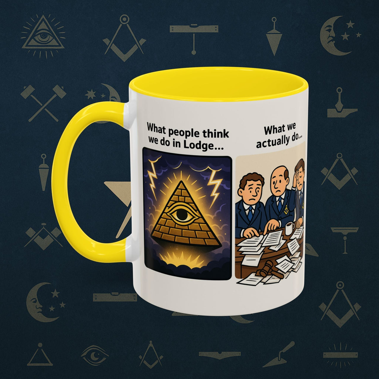 Masonic Mugs Ready to Go – What We Actually Do (Accent Coloured 11oz Mug) - Masonic Mugs