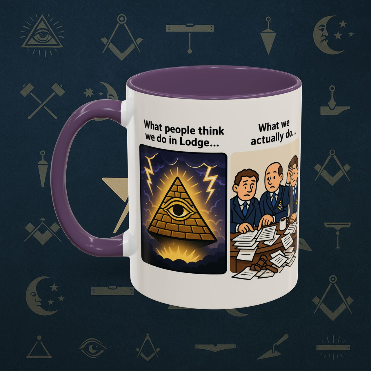 Masonic Mugs Ready to Go – What We Actually Do (Accent Coloured 11oz Mug) - Masonic Mugs