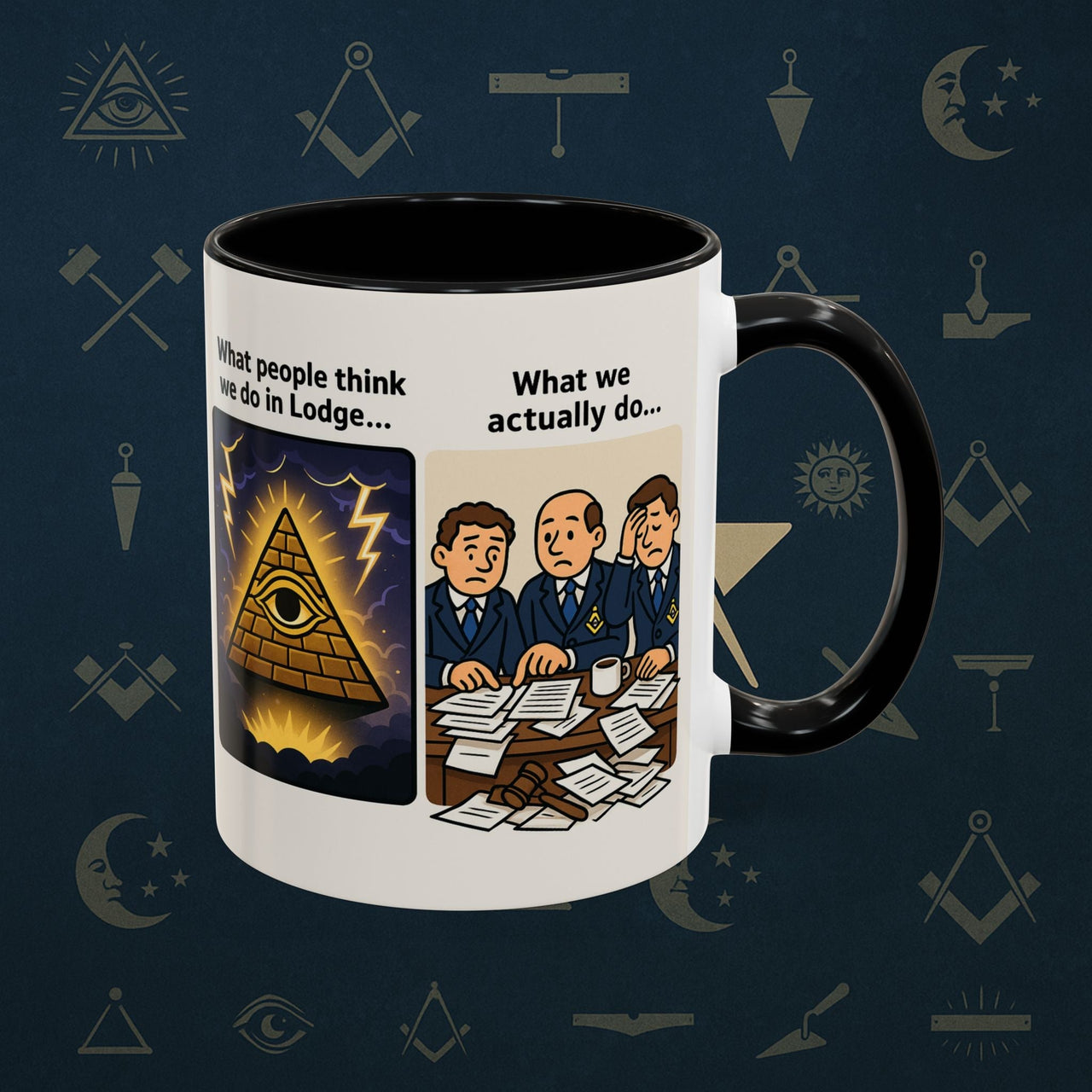 Masonic Mugs Ready to Go – What We Actually Do (Accent Coloured 11oz Mug) - Masonic Mugs