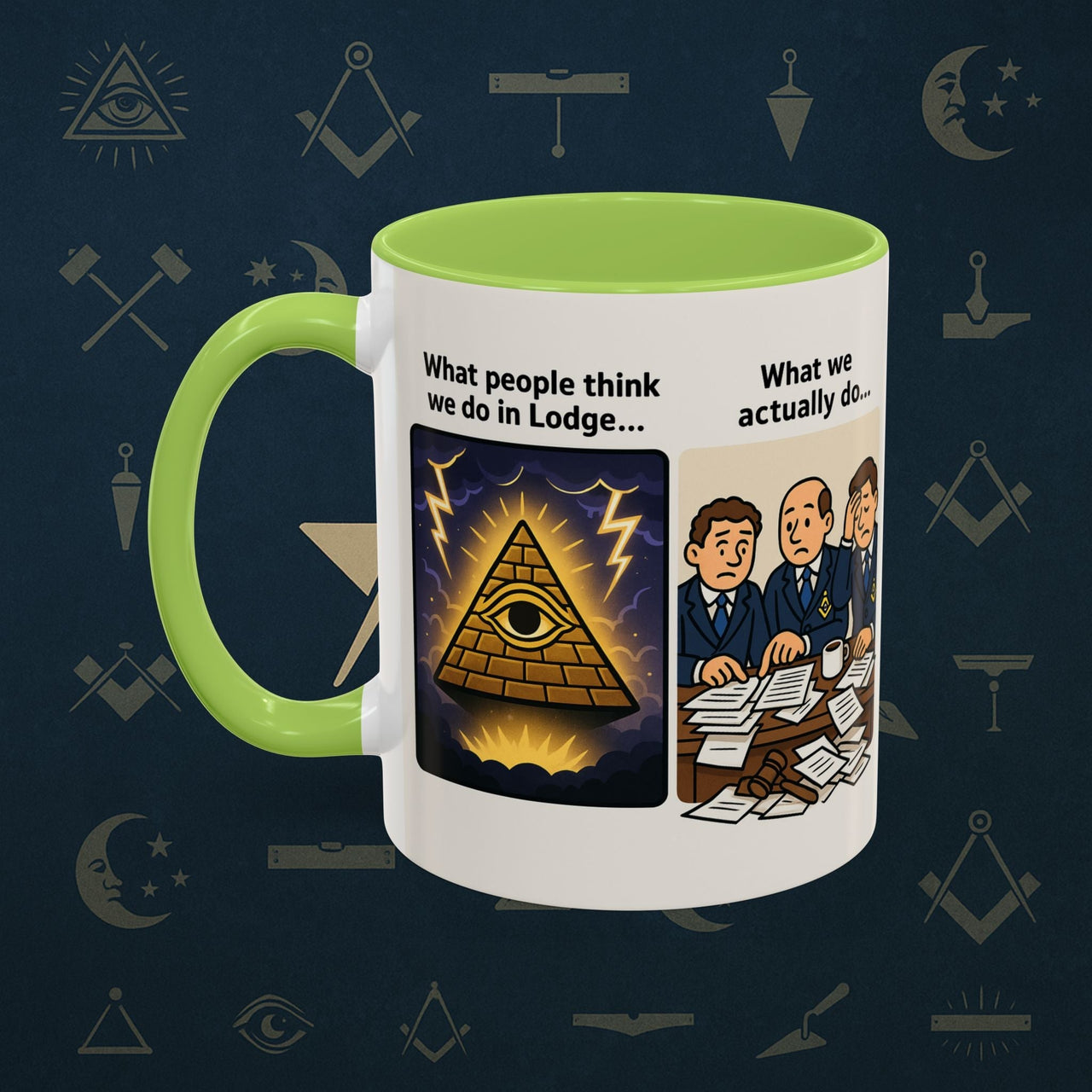 Masonic Mugs Ready to Go – What We Actually Do (Accent Coloured 11oz Mug) - Masonic Mugs