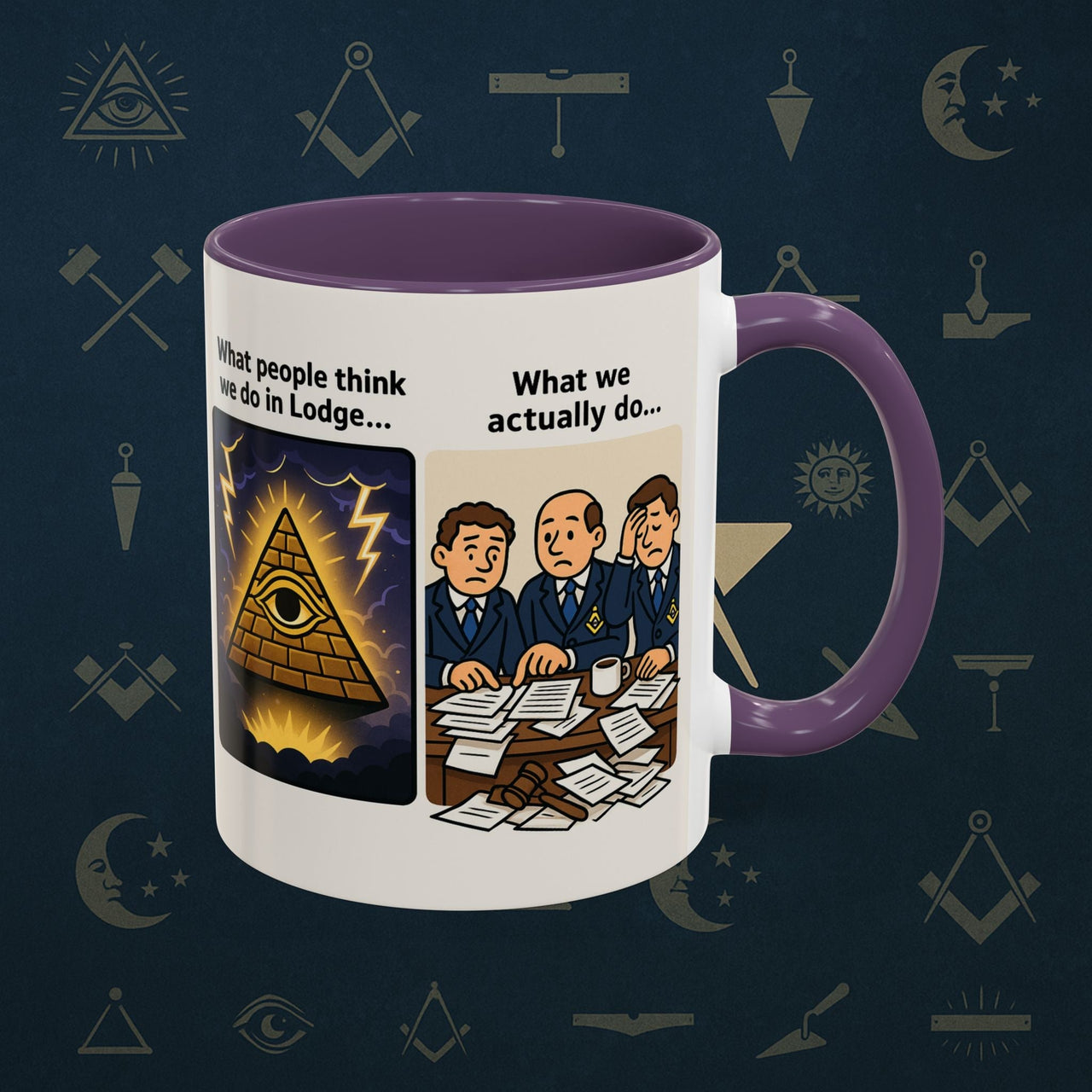 Masonic Mugs Ready to Go – What We Actually Do (Accent Coloured 11oz Mug) - Masonic Mugs