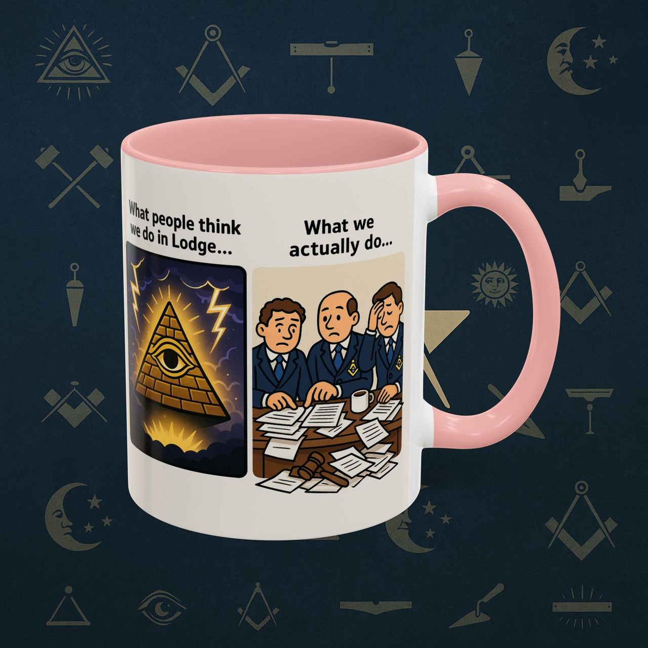 Masonic Mugs Ready to Go – What We Actually Do (Accent Coloured 11oz Mug) - Masonic Mugs